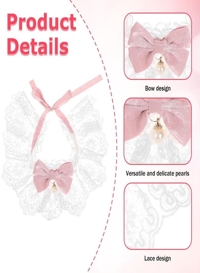 Aysatogc Cat Bow Collar, Breakaway Kitten Collar with Cute Bow Tie Girl Cat Collars Cats Princess Costumes Pink Outfit for Kitty and Some Puppies Birthday Party (Pink, M (7-11lbs)) - Image 3